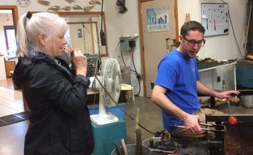Glass blowing at the Glass Forge.